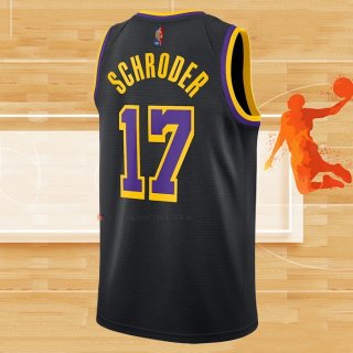 Camiseta Los Angeles Lakers Dennis Schroder NO 17 Earned 2020-21 Negro