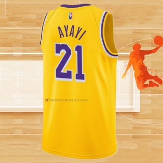 Camiseta Los Angeles Lakers Joel Ayayi NO 21 75th Anniversary 2021-22 Amarillo