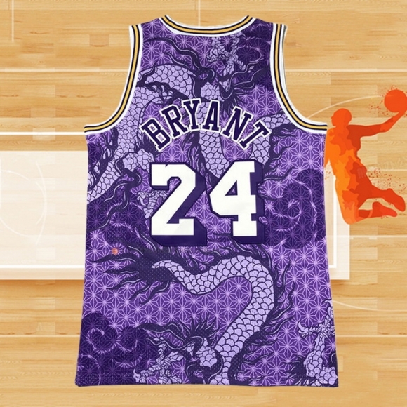 Camiseta Los Angeles Lakers Kobe Bryant NO 24 Asian Heritage Throwback 1996-97 Violeta