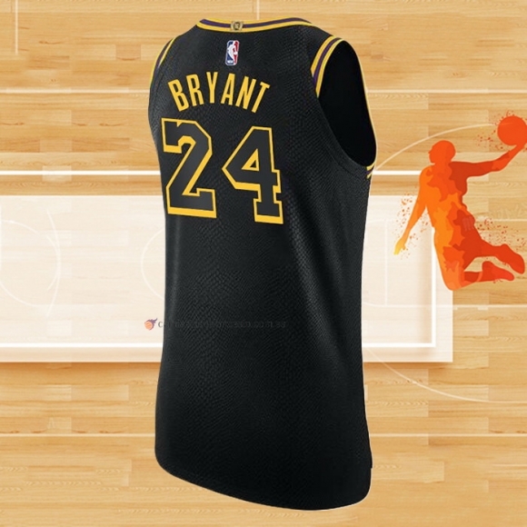 Camiseta Los Angeles Lakers Kobe Bryant NO 24 Black Mamba Autentico Negro