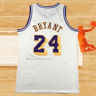 Camiseta Los Angeles Lakers Kobe Bryant NO 24 Mitchell & Ness Chainstitch Crema