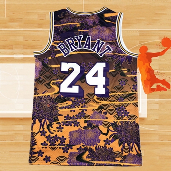 Camiseta Los Angeles Lakers Kobe Bryant NO 24 Mitchell & Ness Lunar New Year Violeta