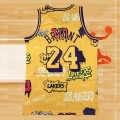 Camiseta Los Angeles Lakers Kobe Bryant NO 24 Slap Sticker Mitchell & Ness 1996-97 Amarillo