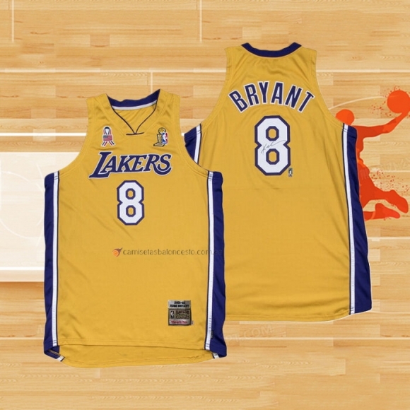 Camiseta Los Angeles Lakers Kobe Bryant NO 8 Mitchell & Ness 2001-02 Amarillo