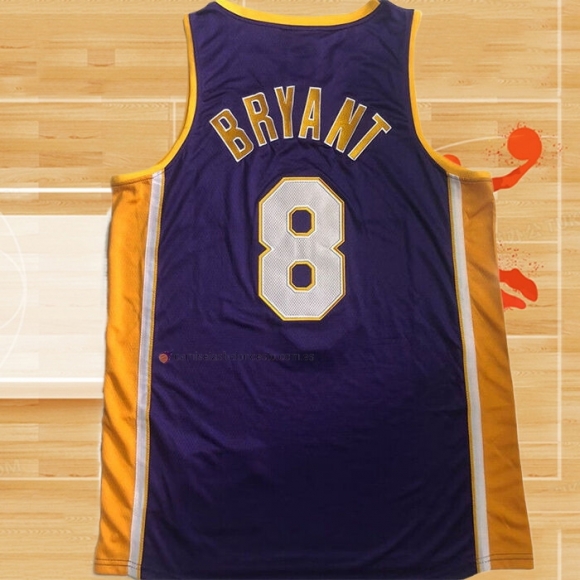 Camiseta Los Angeles Lakers Kobe Bryant NO 8 Mitchell & Ness 2001-02 Violeta