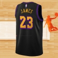 Camiseta Los Angeles Lakers Lebron James NO 23 Ciudad 2019-20 Negro