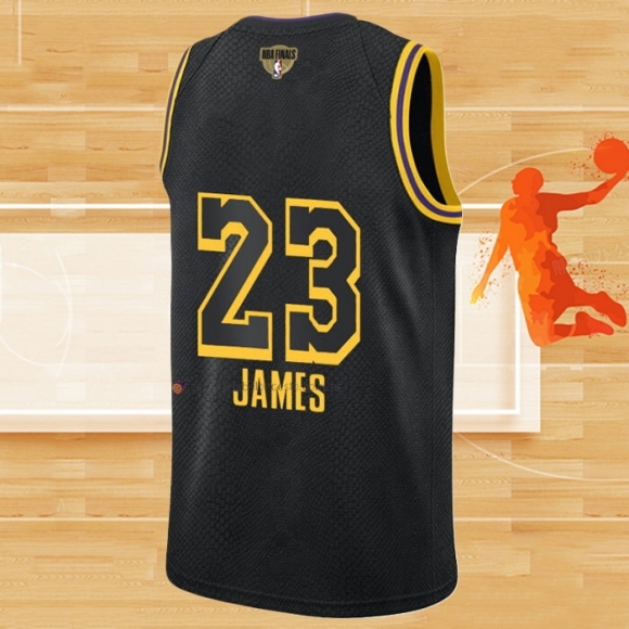 Camiseta Los Angeles Lakers Lebron James NO 23 Ciudad 2020-21 Negro