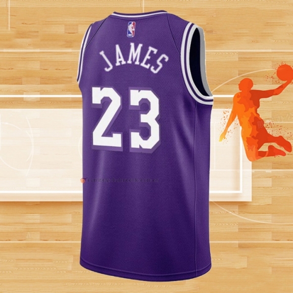 Camiseta Los Angeles Lakers LeBron James NO 23 Ciudad 2021-22 Violeta