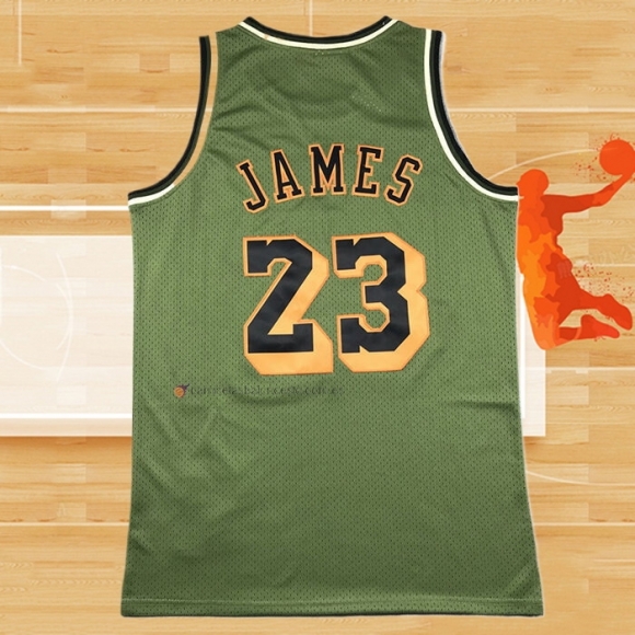 Camiseta Los Angeles Lakers Lebron James NO 23 Mitchell & Ness 2018-19 Verde