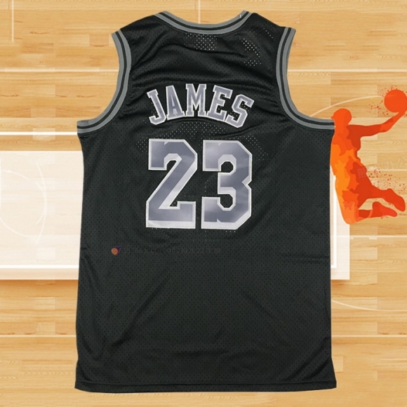 Camiseta Los Angeles Lakers LeBron James NO 23 Retro Negro