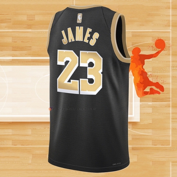 Camiseta Los Angeles Lakers LeBron James NO 23 Select Series Oro Negro