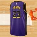 Camiseta Los Angeles Lakers LeBron James NO 23 Statement 2022-23 Violeta