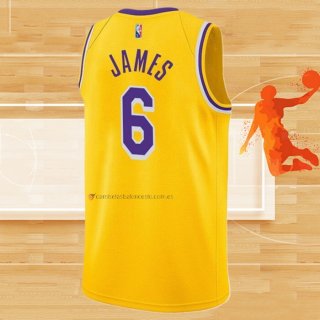 Camiseta Los Angeles Lakers LeBron James NO 6 75th Anniversary 2021-22 Amarillo