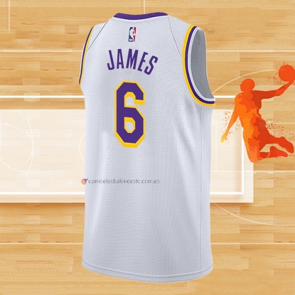 Camiseta Los Angeles Lakers LeBron James NO 6 Association 2021-22 Blanco