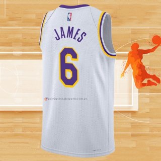 Camiseta Los Angeles Lakers LeBron James NO 6 Association 2022-23 Blanco