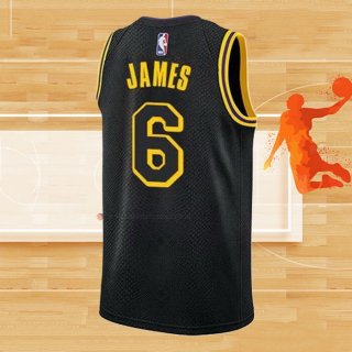 Camiseta Los Angeles Lakers LeBron James NO 6 Ciudad 2021-22 Negro