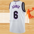 Camiseta Los Angeles Lakers LeBron James NO 6 Ciudad 2022-23 Blanco