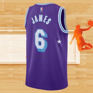 Camiseta Los Angeles Lakers LeBron James NO 6 Ciudad Edition 2021-22 Violeta