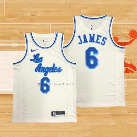 Camiseta Los Angeles Lakers LeBron James NO 6 Classic 2019-20 Blanco