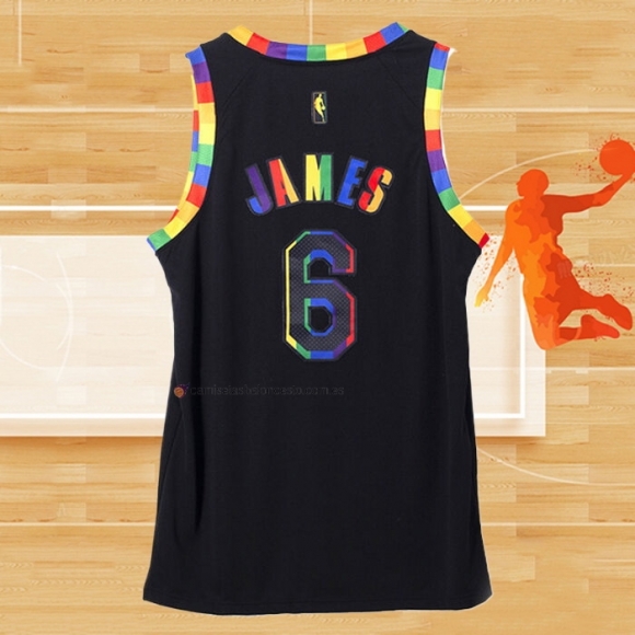 Camiseta Los Angeles Lakers LeBron James NO 6 Fashion Royalty 2022-23 Negro