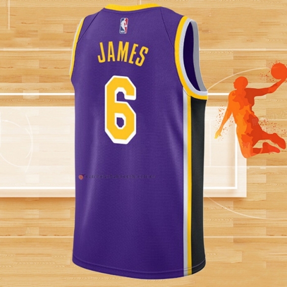 Camiseta Los Angeles Lakers LeBron James NO 6 Statement 2021-22 Violeta