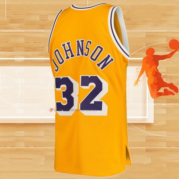 Camiseta Los Angeles Lakers Magic Johnson NO 32 Mitchell & Ness 1984-85 Amarillo