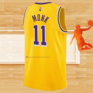 Camiseta Los Angeles Lakers Malik Monk NO 11 75th Anniversary 2021-22 Amarillo