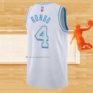 Camiseta Los Angeles Lakers Rajon Rondo NO 4 Ciudad 2021-22 Blanco