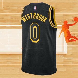 Camiseta Los Angeles Lakers Russell Westbrook NO 0 Ciudad Negro