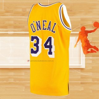 Camiseta Los Angeles Lakers Shaquille O'Neal NO 34 Mitchell & Ness 1996-97 Amarillo