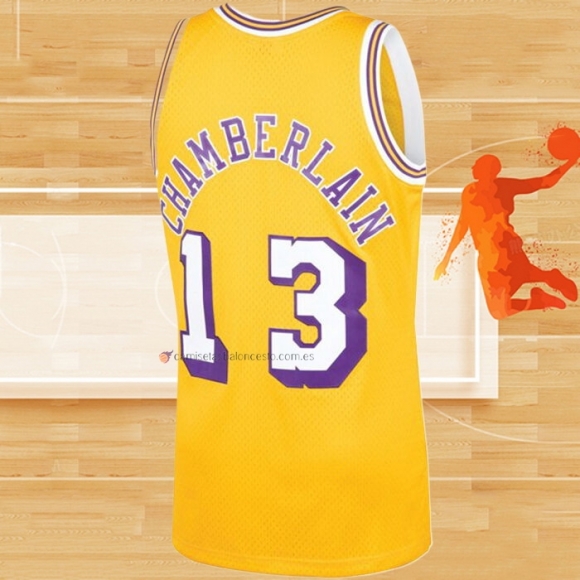 Camiseta Los Angeles Lakers Wilt Chamberlain NO 13 Mitchell & Ness 1971-72 Amarillo