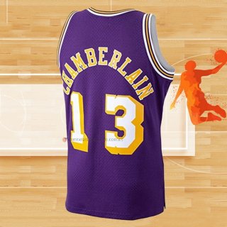 Camiseta Los Angeles Lakers Wilt Chamberlain NO 13 Mitchell & Ness 1971-72 Violeta