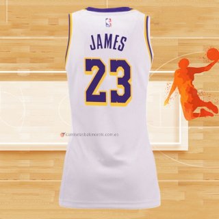 Camiseta Mujer Los Angeles Lakers Lebron James NO 23 Blanco