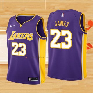 Camiseta Nino Los Angeles Lakers Lebron James NO 23 Statement 2018 Violeta