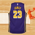 Camiseta Nino Los Angeles Lakers LeBron James NO 23 Statement Violeta