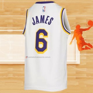 Camiseta Nino Los Angeles Lakers LeBron James NO 6 Association 2022-23 Blanco