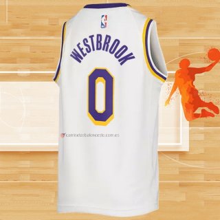 Camiseta Nino Los Angeles Lakers Russell Westbrook NO 0 Association 2022-23 Blanco