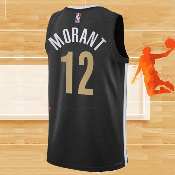 Camiseta Memphis Grizzlies Ja Morant NO 12 Ciudad 2023-24 Negro