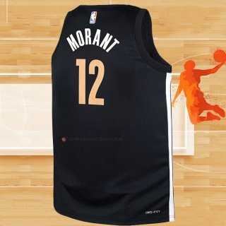 Camiseta Nino Memphis Grizzlies Ja Morant NO 12 Ciudad 2023-24 Negro