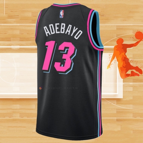 Camiseta Miami Heat Bam Adebayo NO 13 Ciudad 2018-19 Negro