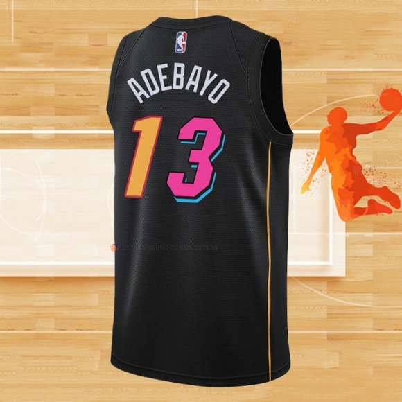 Camiseta Miami Heat Bam Adebayo NO 13 Ciudad 2021-22 Negro