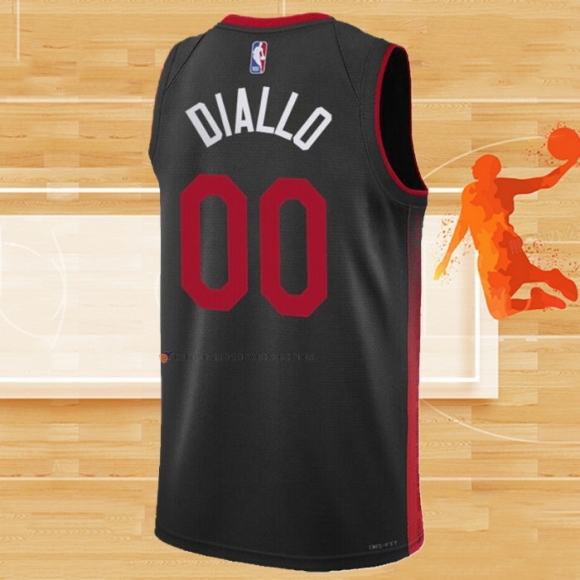 Camiseta Miami Heat Cheick Diallo NO 00 Ciudad 2023-24 Negro