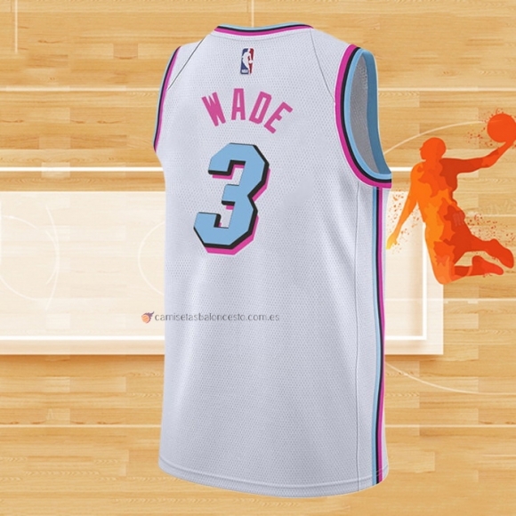 Camiseta Miami Heat Dwyane Wade NO 3 Ciudad 2017-18 Blanco