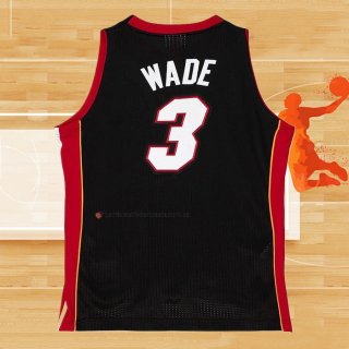 Camiseta Miami Heat Dwyane Wade NO 3 Mitchell & Ness 2012-13 Autentico Negro