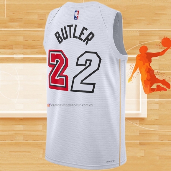 Camiseta Miami Heat Jimmy Butler NO 22 Ciudad 2022-23 Blanco