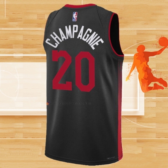 Camiseta Miami Heat Justin Champagnie NO 20 Ciudad 2023-24 Negro