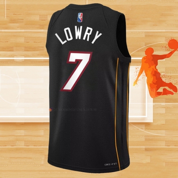 Camiseta Miami Heat Kyle Lowry NO 7 Ciudad 2021-22 Negro