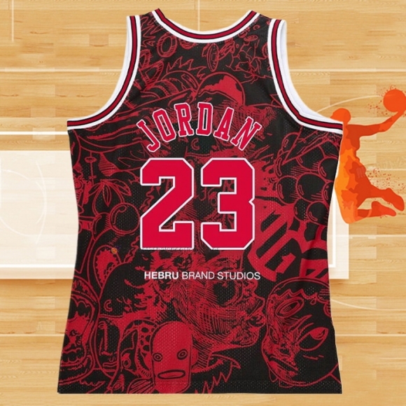 Camiseta Chicago Bulls Michael Jordan NO 23 Mitchell & Ness Hebru Brantley Negro