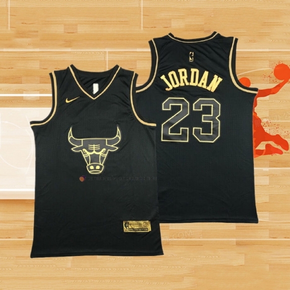 Camiseta Golden Edition Chicago Bulls Michael Jordan NO 23 Negro