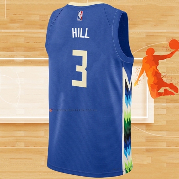 Camiseta Milwaukee Bucks George Hill NO 3 Ciudad 2022-23 Azul